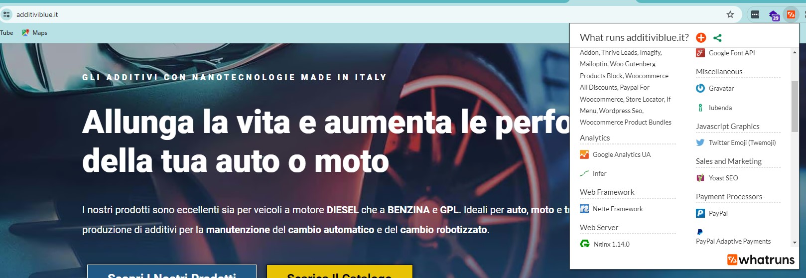scoprire il tema e i plugin di un sito Wordpress